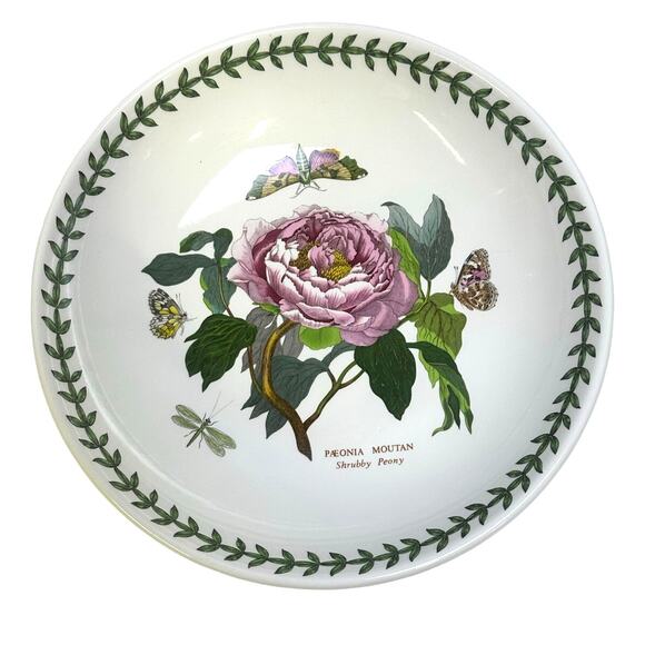 Portmeirion Vintage Botanic Garden England 10.5" Peony Low Pasta Serving Bowl - Picture 1 of 6